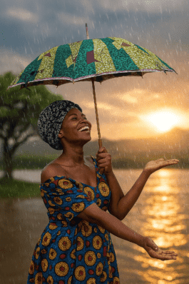 African Wax Print Umbrella