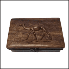 “Elegant Wooden Jewelry Box with Camel Design – Timeless Craftsmanship” 20 x 13cm