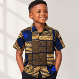 Kids Ankara Button-Up Shirt – Authentic African Wax Print Style